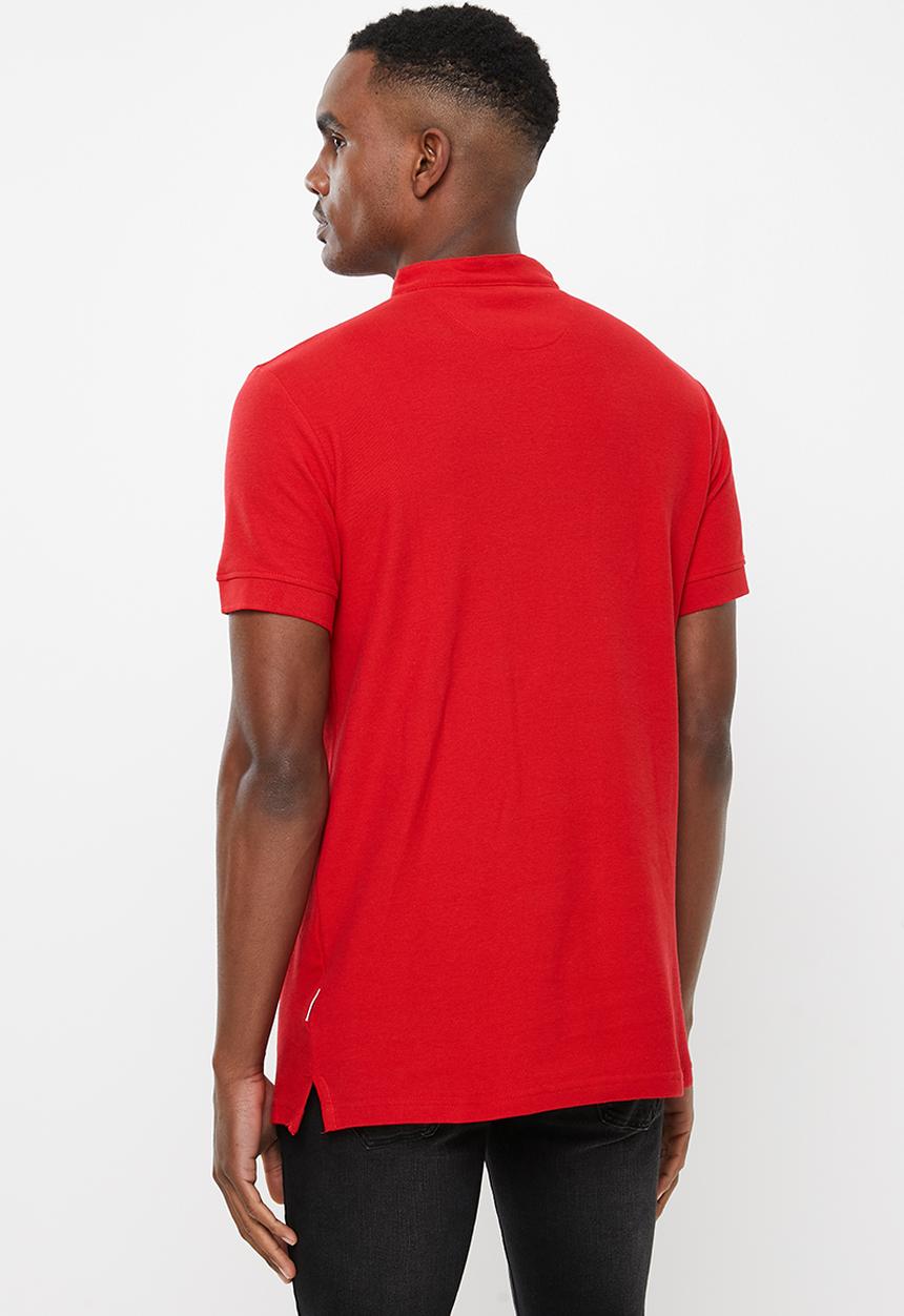 Jonathan D - Mandarin collar short sleeve golfer - red