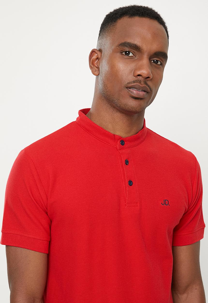 Jonathan D - Mandarin collar short sleeve golfer - red