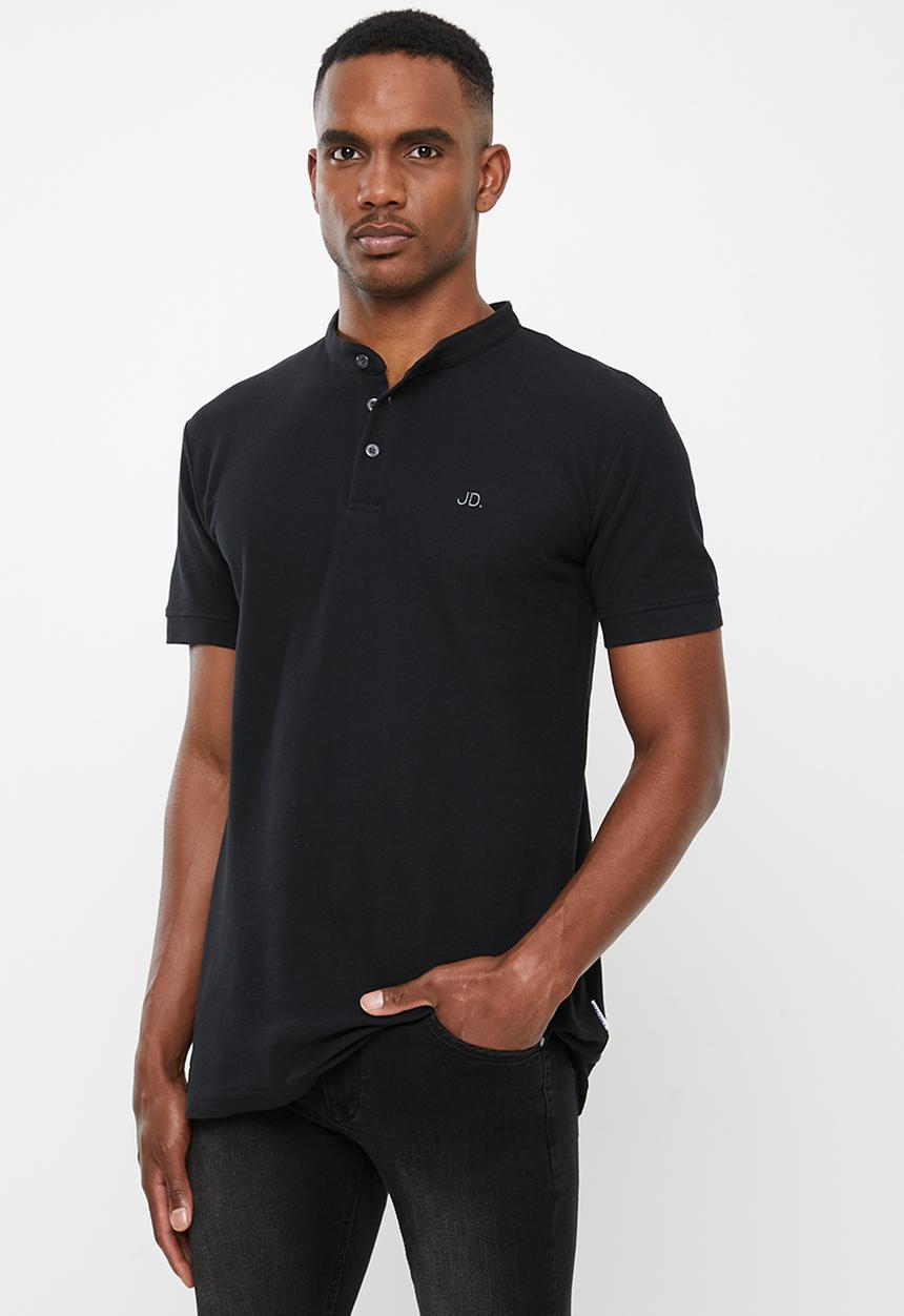 Jonathan D - Mandarin collar short sleeve golfer - black
