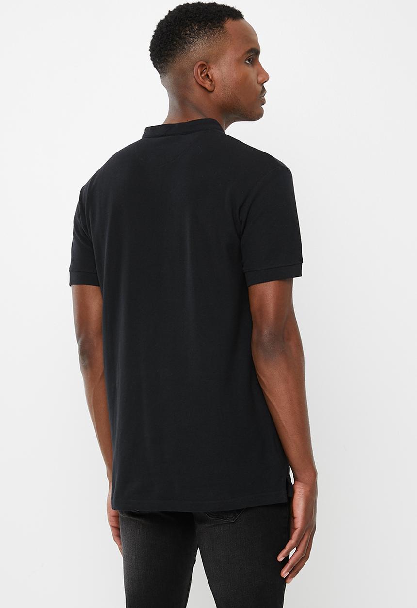 Jonathan D - Mandarin collar short sleeve golfer - black