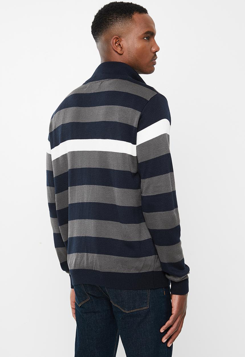 Pringle of Scotland - Tripp 1/4 zip - navy & grey