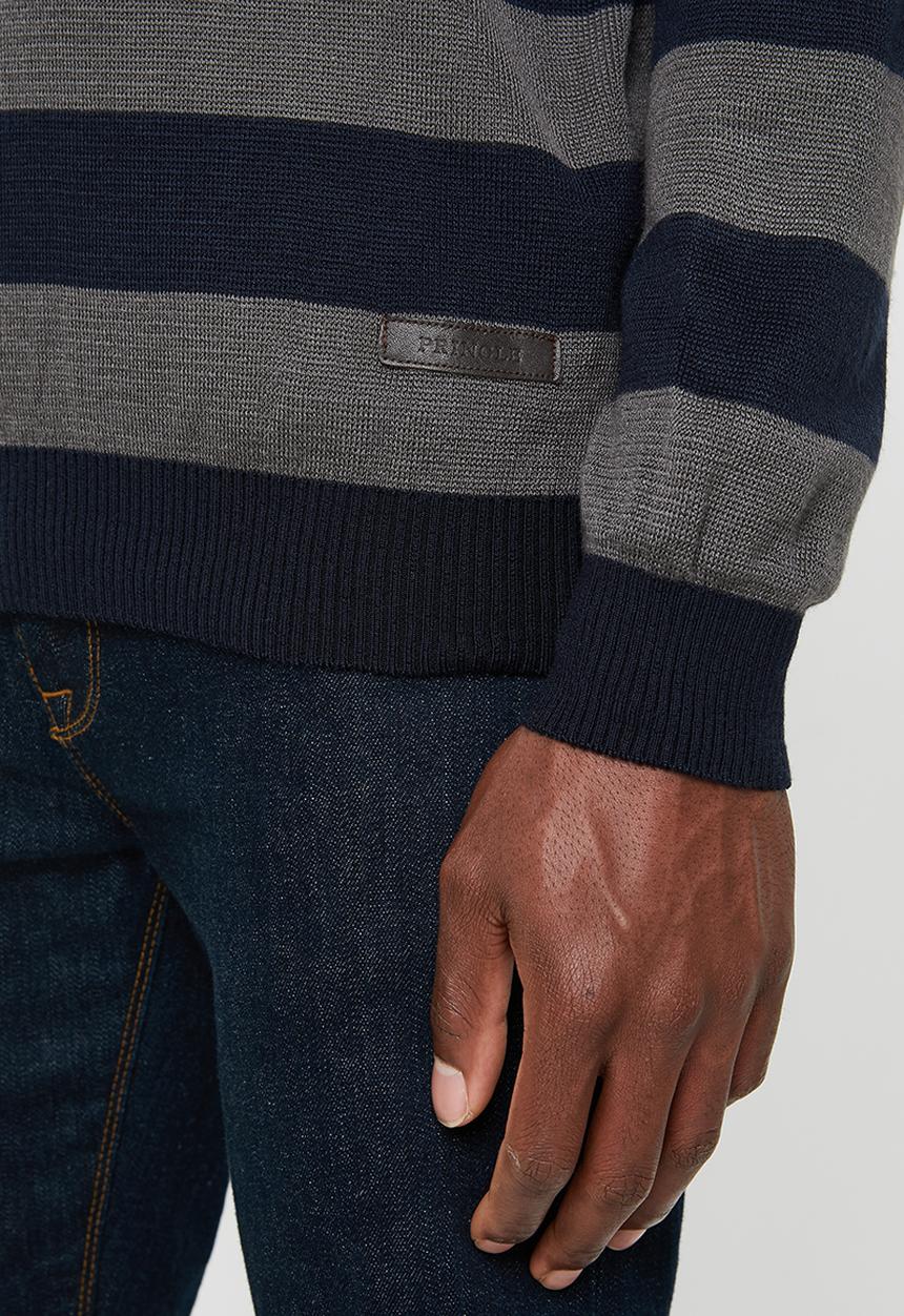 Pringle of Scotland - Tripp 1/4 zip - navy & grey