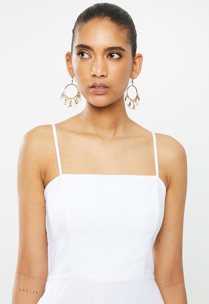 Blake - A-line mini dress with tie back - white