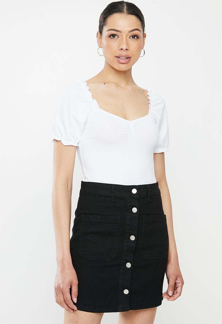 Brave Soul - Puff sleeve bodysuit - white
