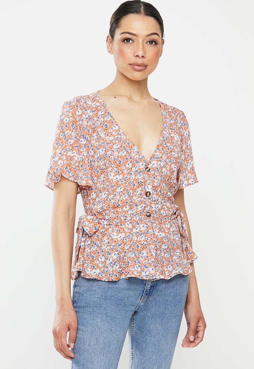 Brave Soul - Peplum all over print shirt - multi 