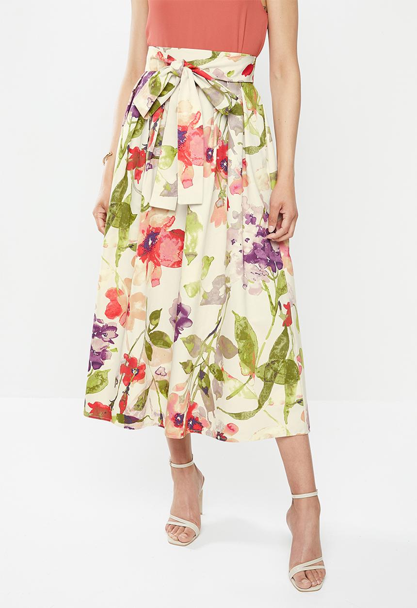 MILLA - Pleated floral midi skirt - multi