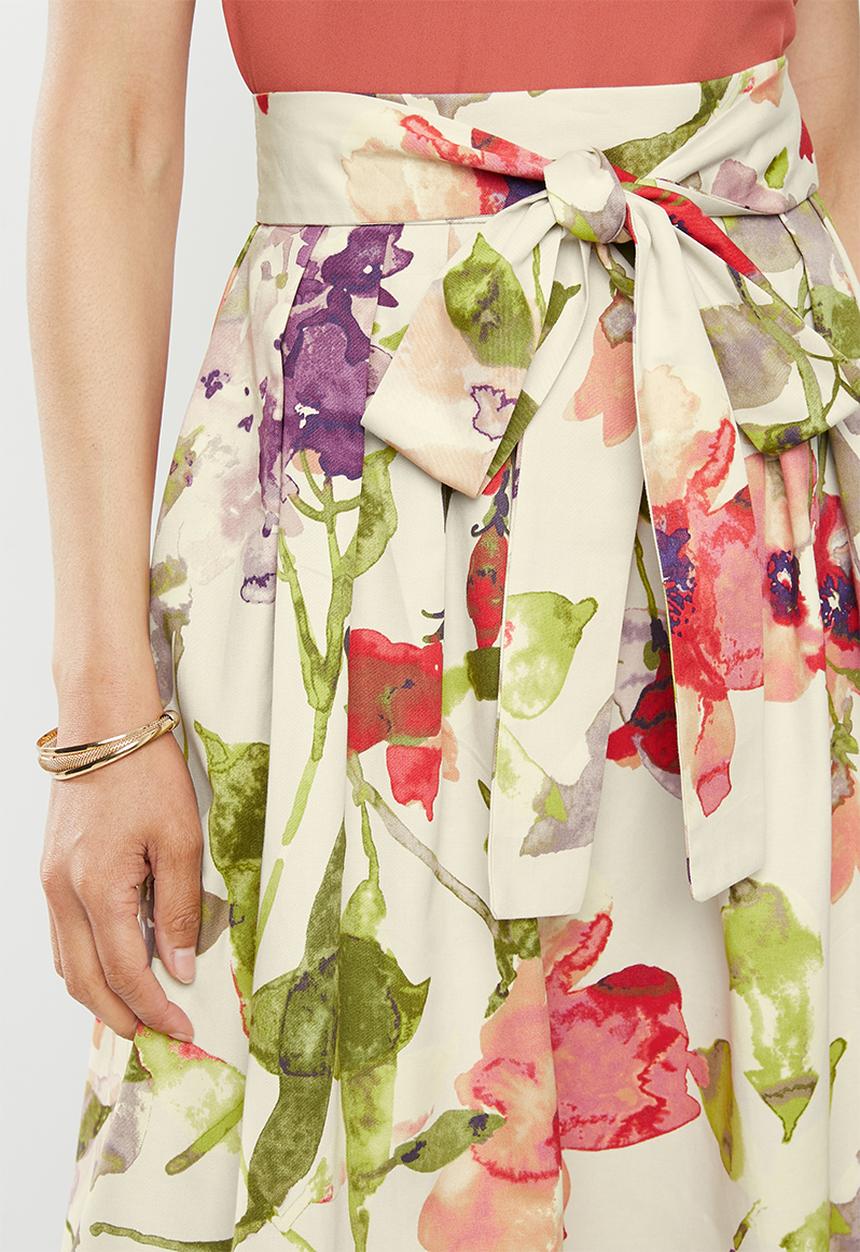 MILLA - Pleated floral midi skirt - multi