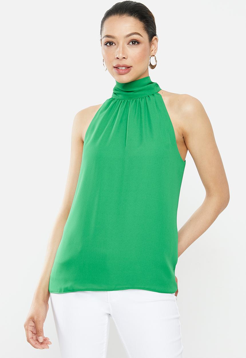 MILLA - Halter tie blouse - green