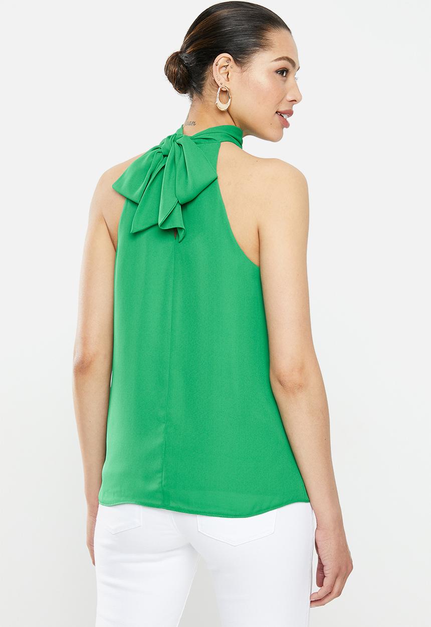 MILLA - Halter tie blouse - green