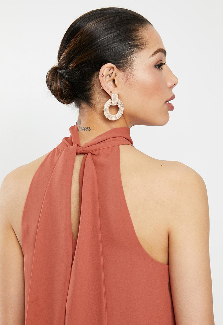 MILLA - Halter tie blouse - rust