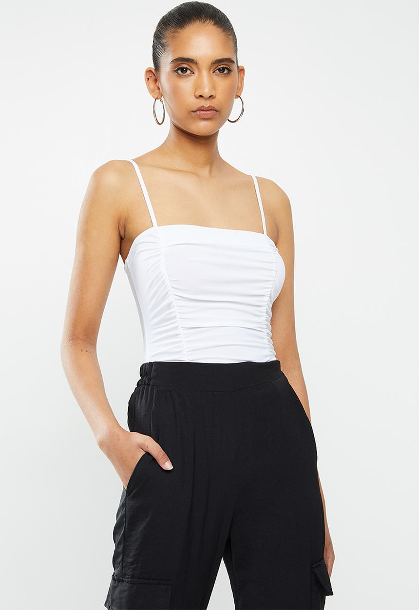 Blake - Cami bodysuit with ruched front detail-ivory