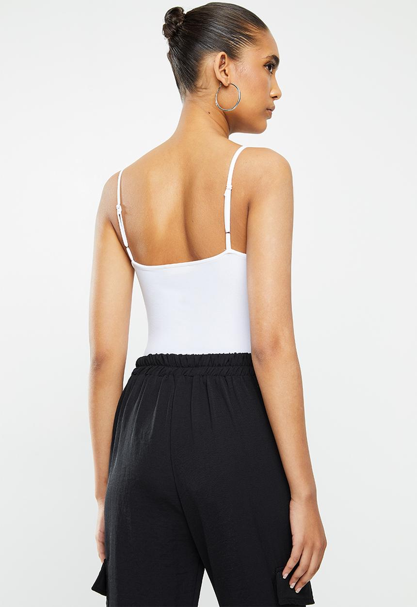 Blake - Cami bodysuit with ruched front detail-ivory