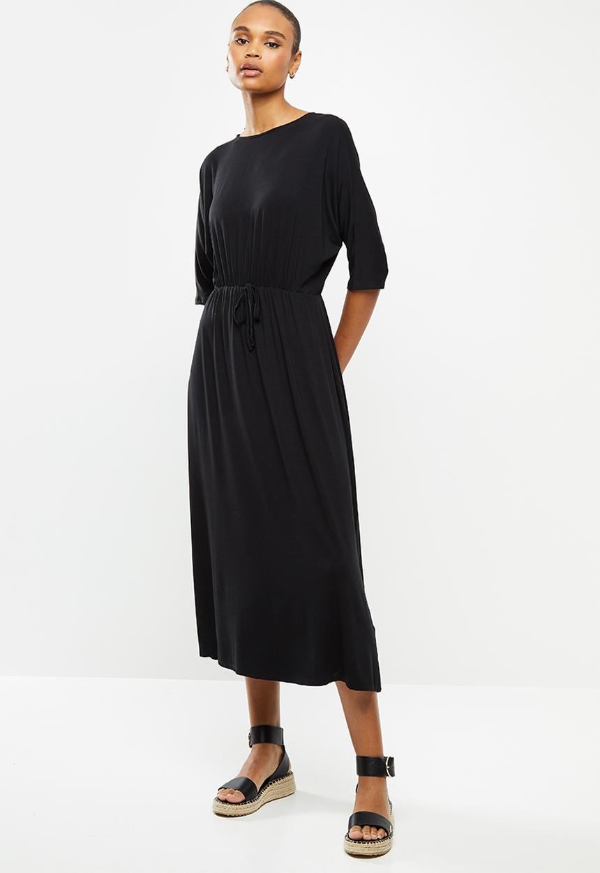 edit - Grown on sleeve knit maxi - black