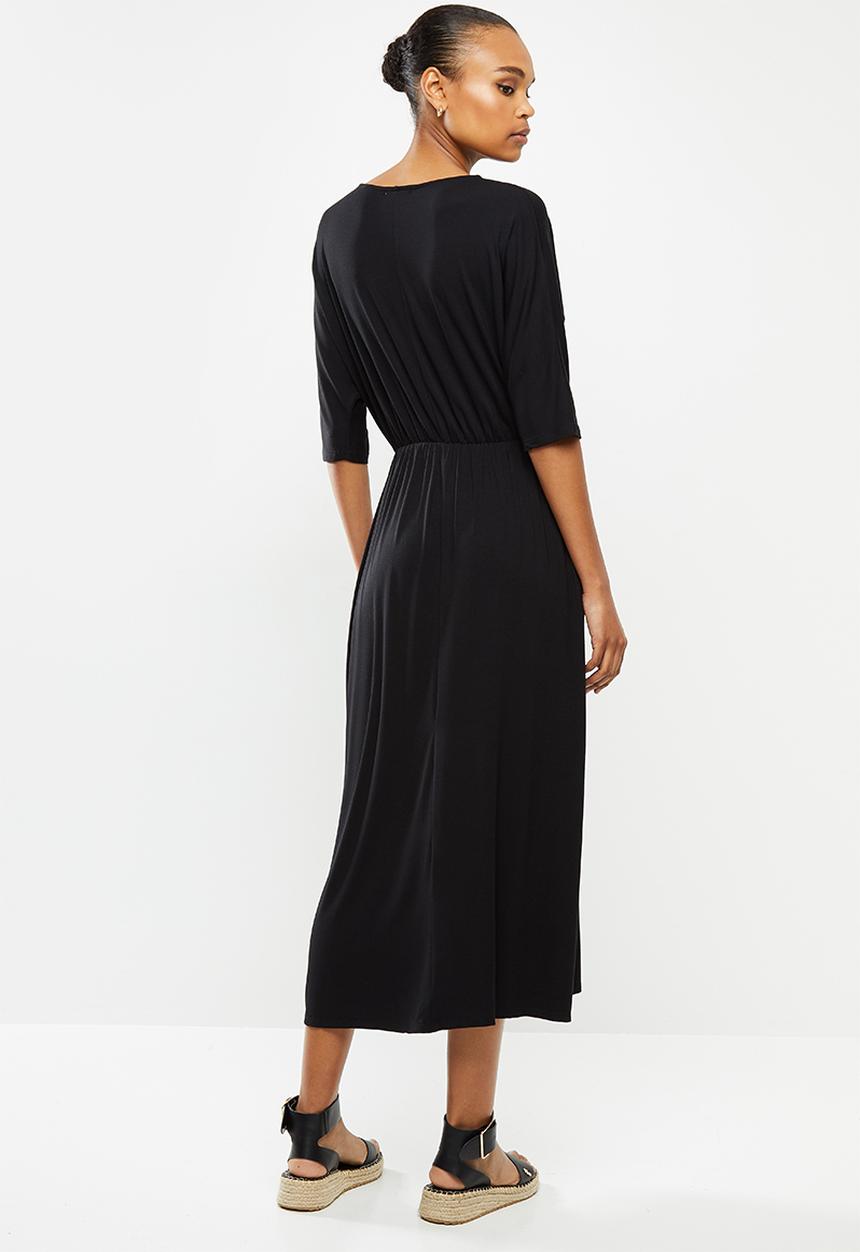 edit - Grown on sleeve knit maxi - black