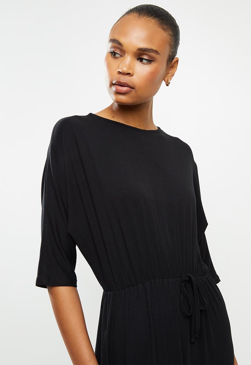 edit - Grown on sleeve knit maxi - black