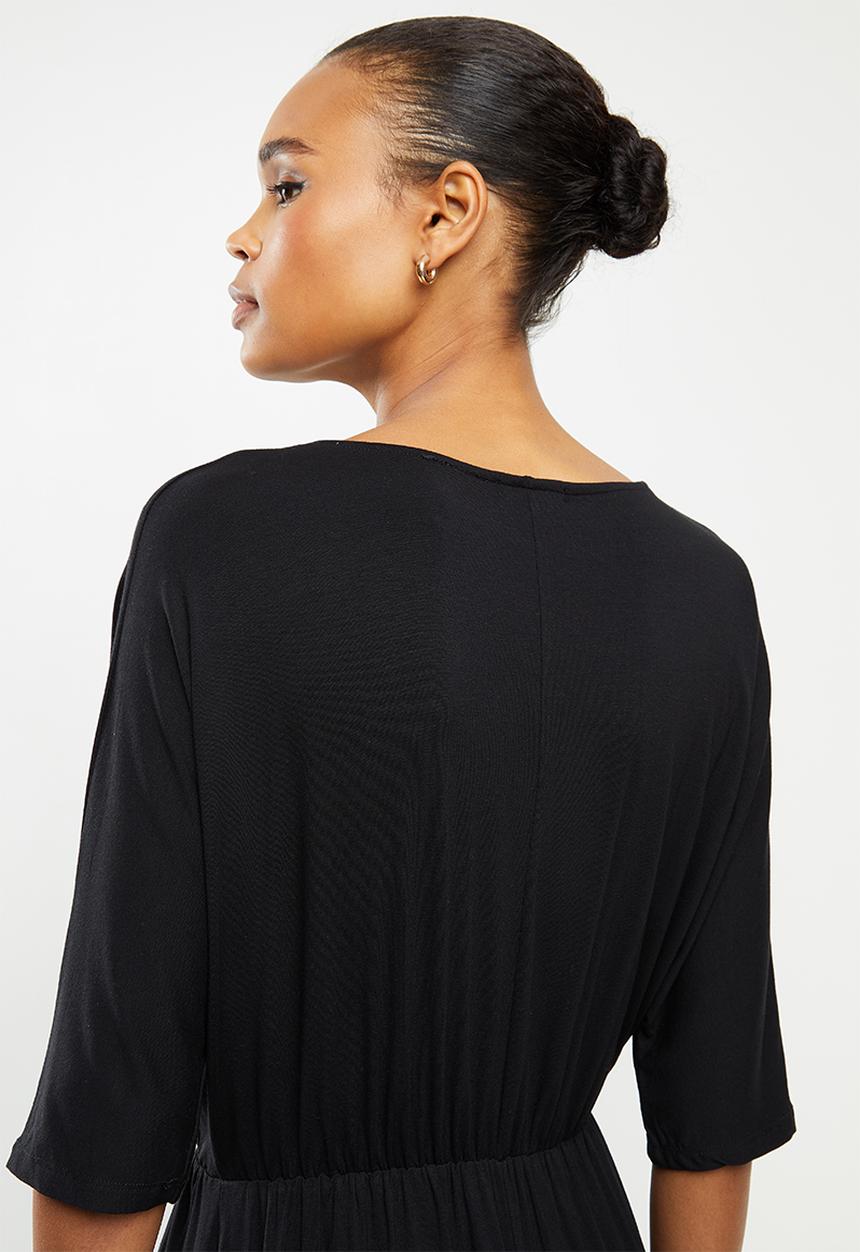 edit - Grown on sleeve knit maxi - black