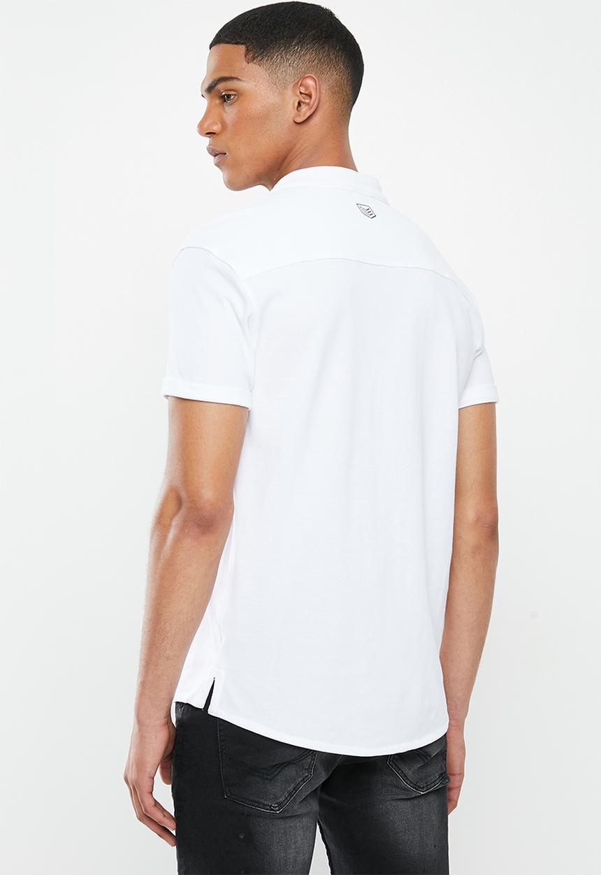 S.P.C.C - Kent signature button through knit shirt - white