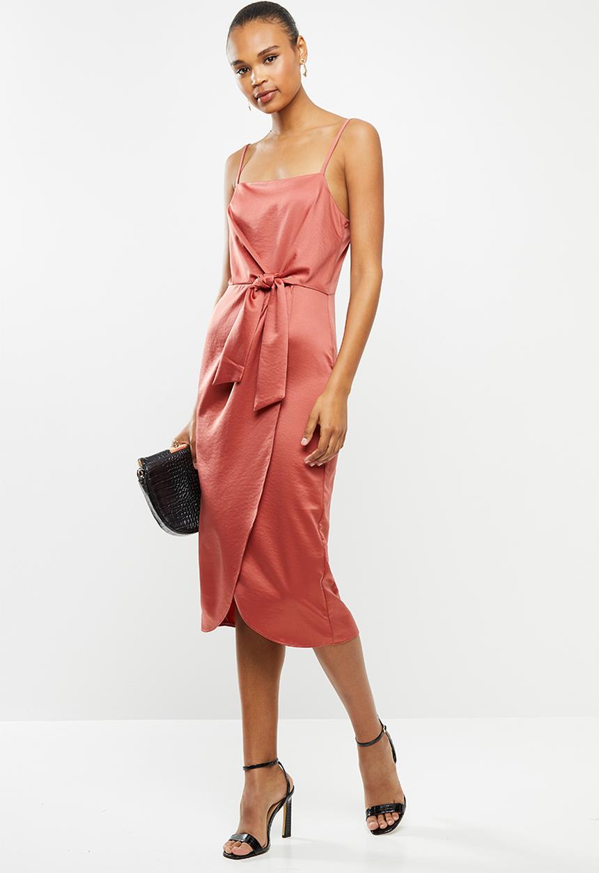MILLA - Satin wrap dress - pink