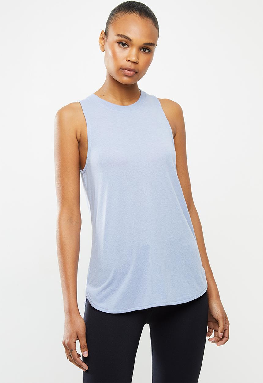 Cotton On - Active curve hem tank - blue