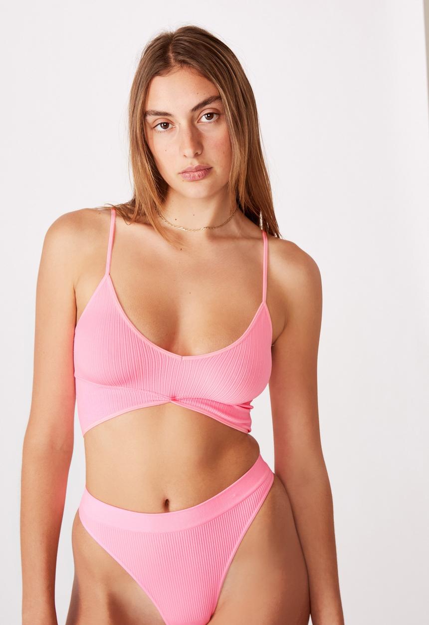 Cotton On - Seamfree rib ballet bralette - pink 