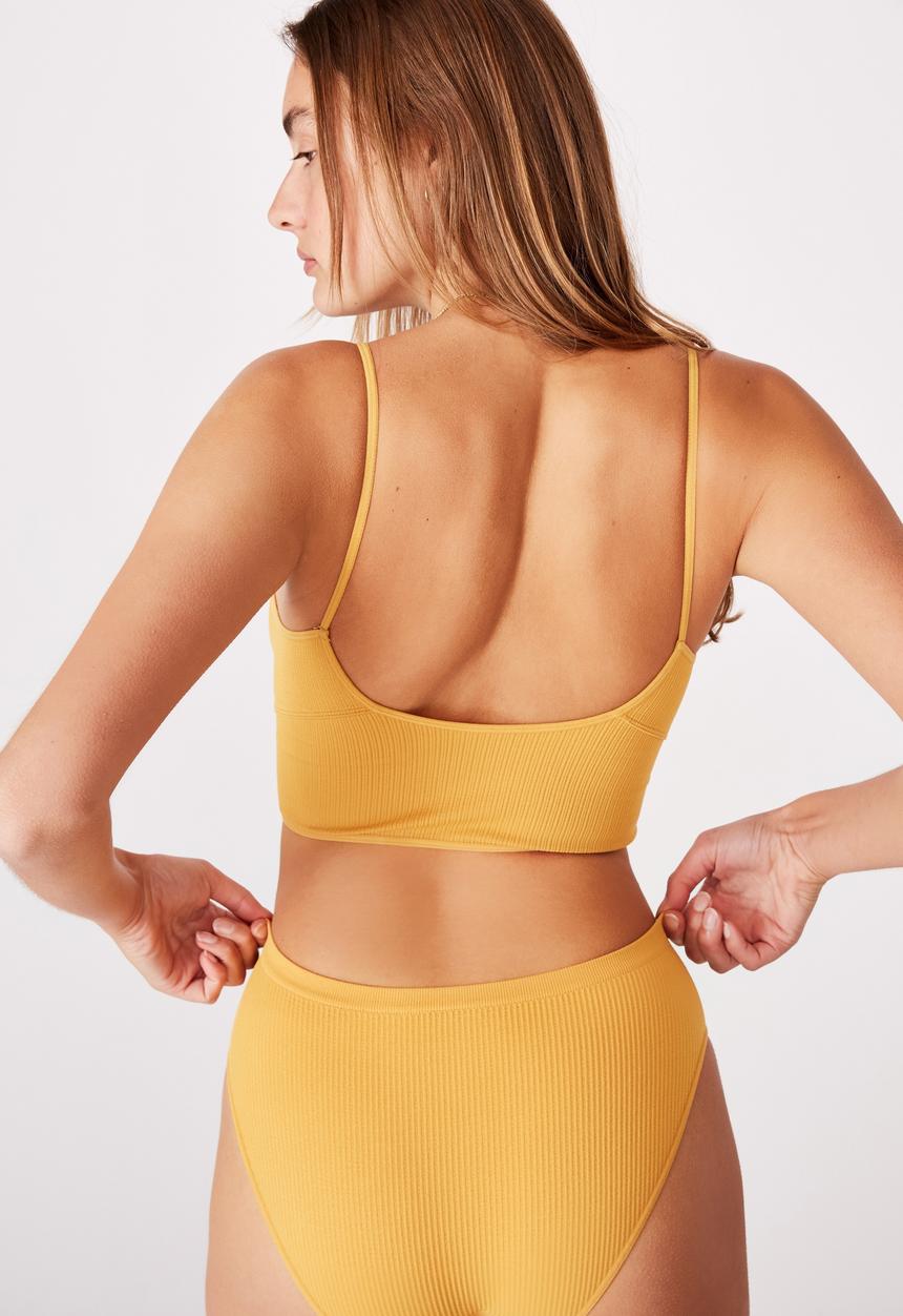 Cotton On - Seamfree rib ballet bralette - mustard