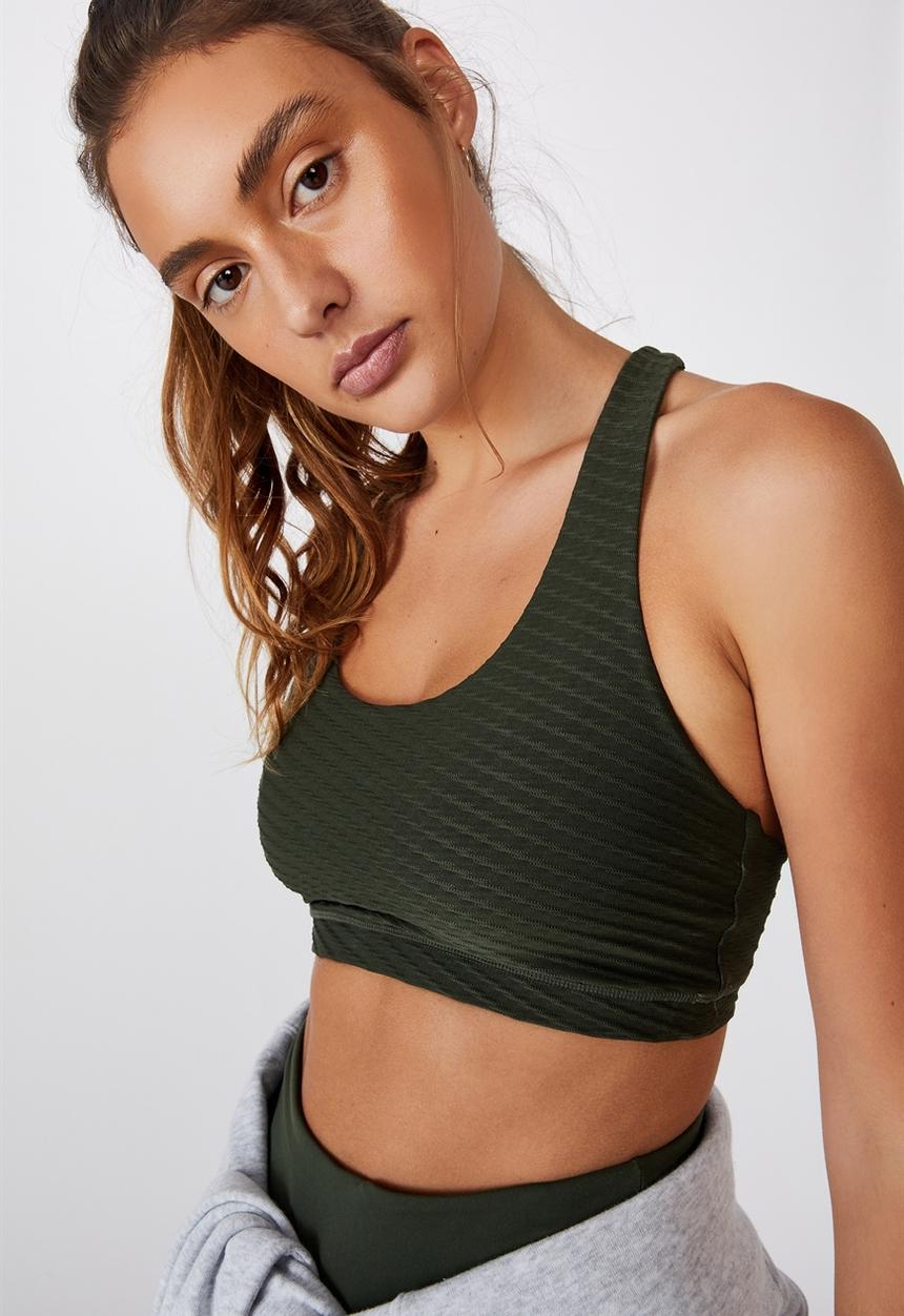 Cotton On - Strappy sports crop - khaki 