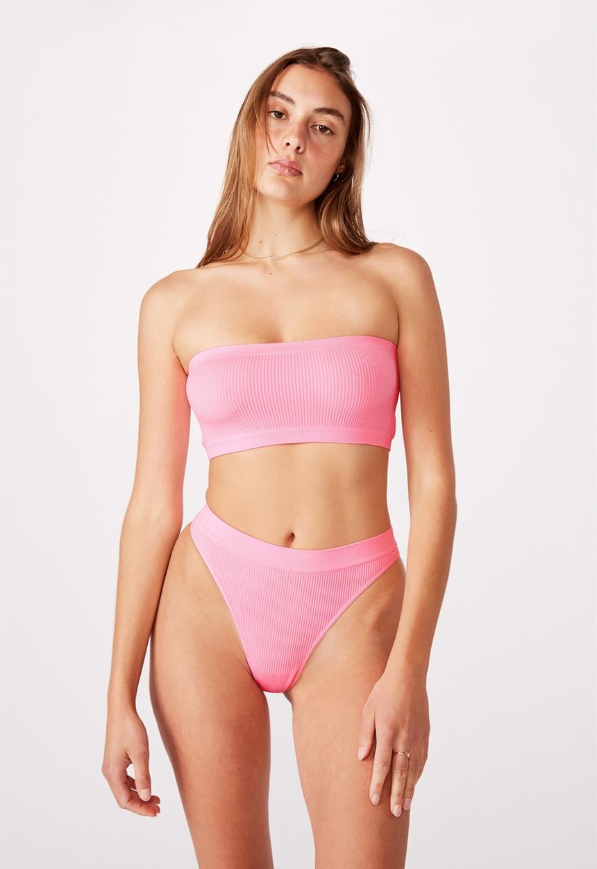 Cotton On - Seamfree rib bandeau - pink