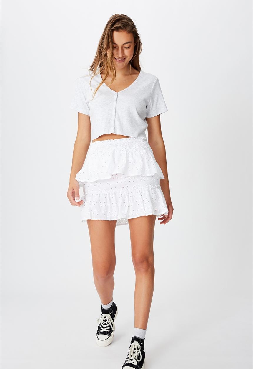 Cotton On - Ellie broderie mini skirt - white