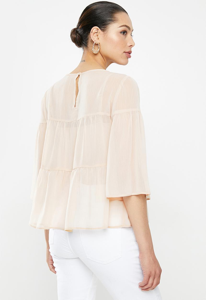 MILLA - Chiffon tiered top - neutral