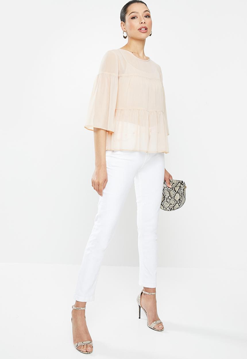 MILLA - Chiffon tiered top - neutral