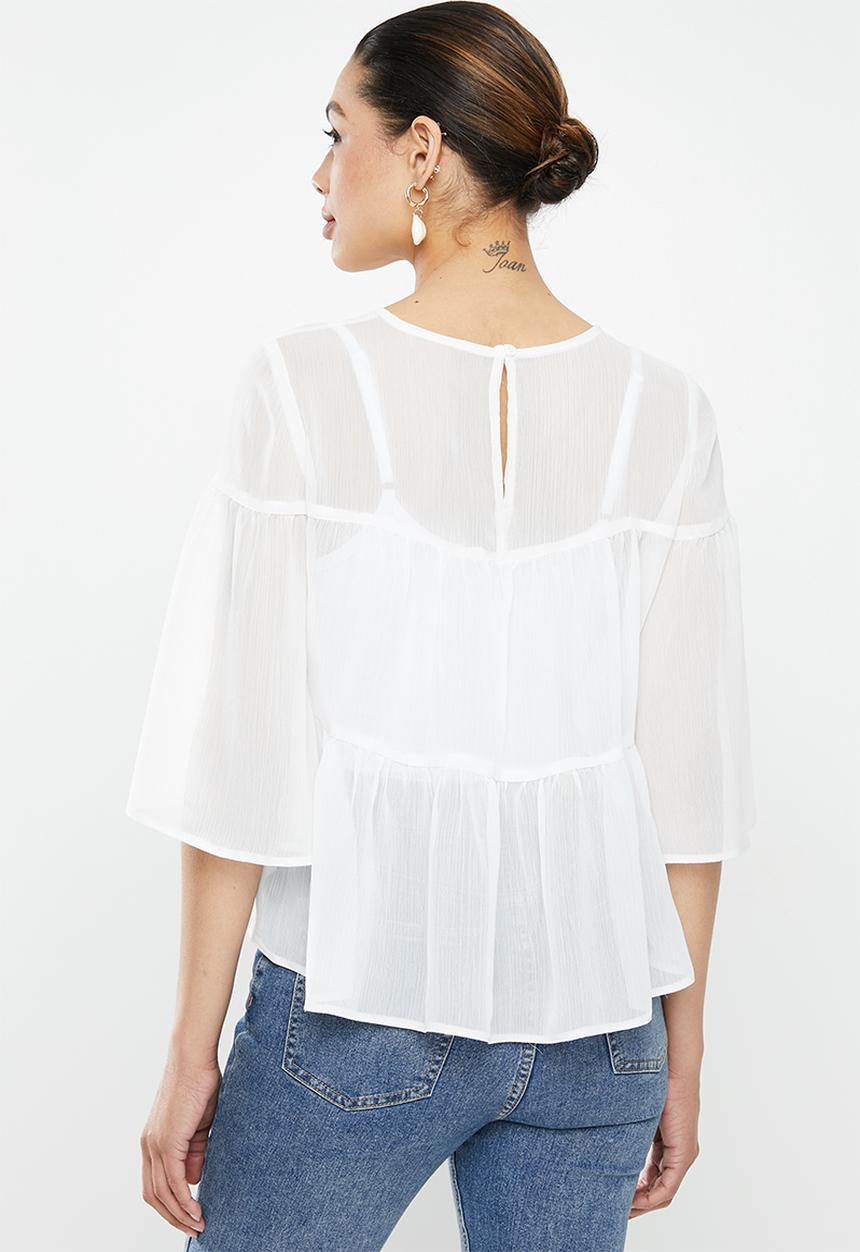 MILLA - Chiffon tiered top - ivory