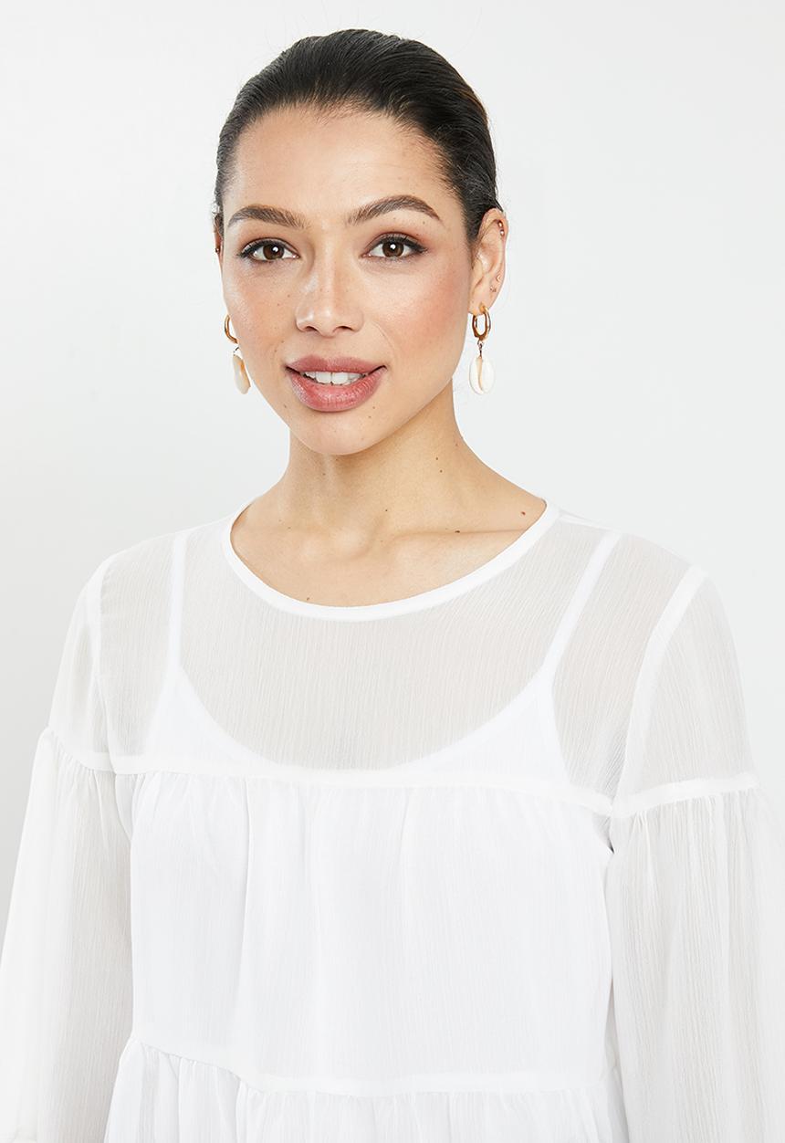 MILLA - Chiffon tiered top - ivory