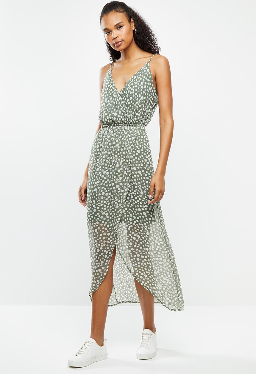 Vero Moda - Wonda mandana maxi dress - green & white 