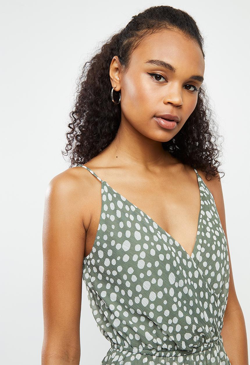 Vero Moda - Wonda mandana maxi dress - green & white 