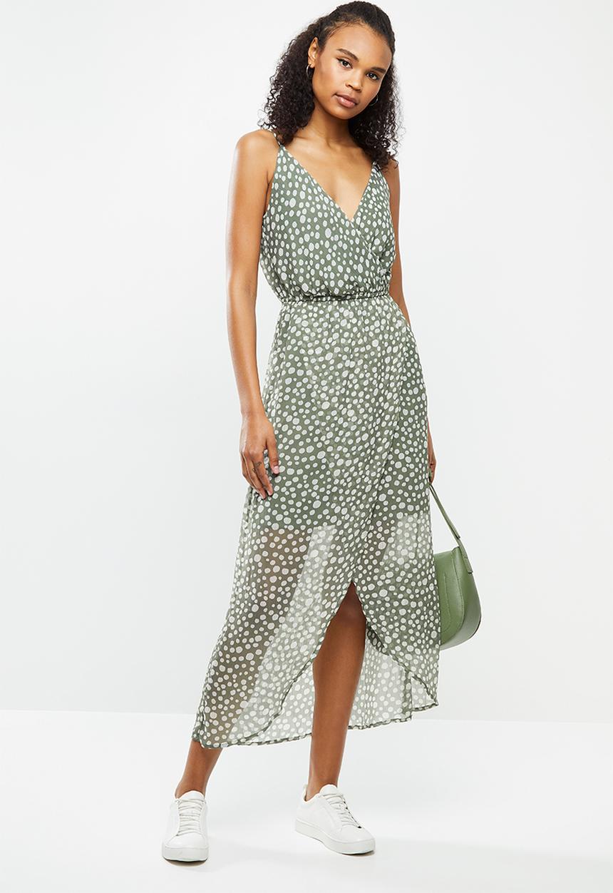 Vero Moda - Wonda mandana maxi dress - green & white 