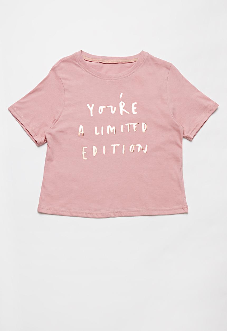 Rebel Republic - Girls printed crop top - pink