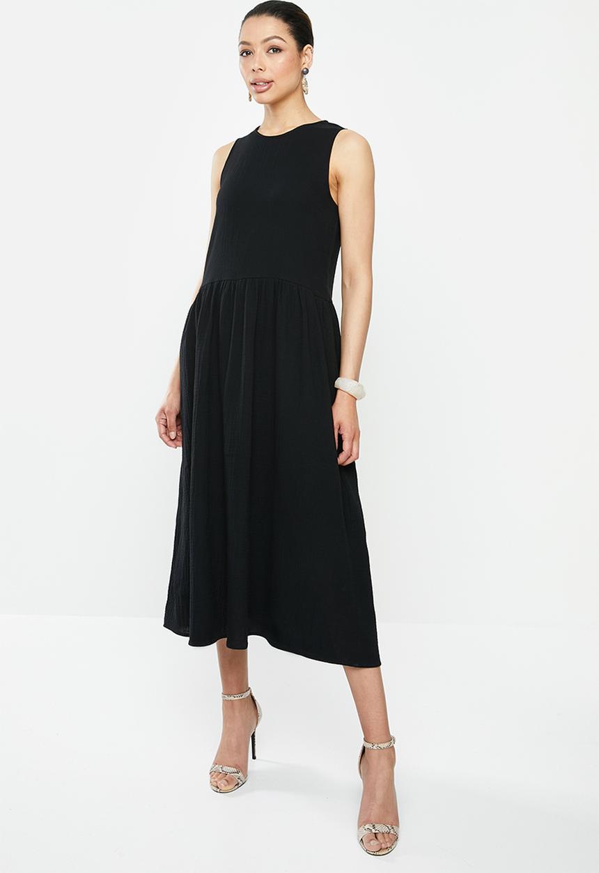MILLA - Sleeveless cotton dress - black