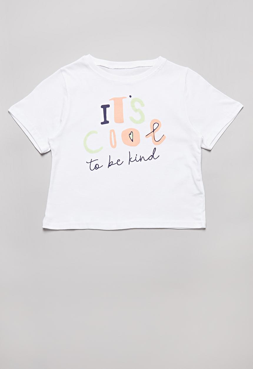 Rebel Republic - Girls printed crop top - white