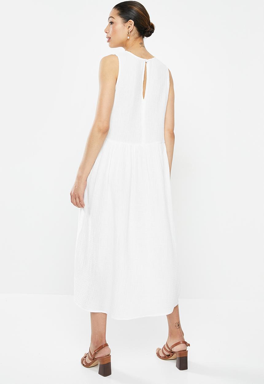 MILLA - Sleeveless cotton dress - white