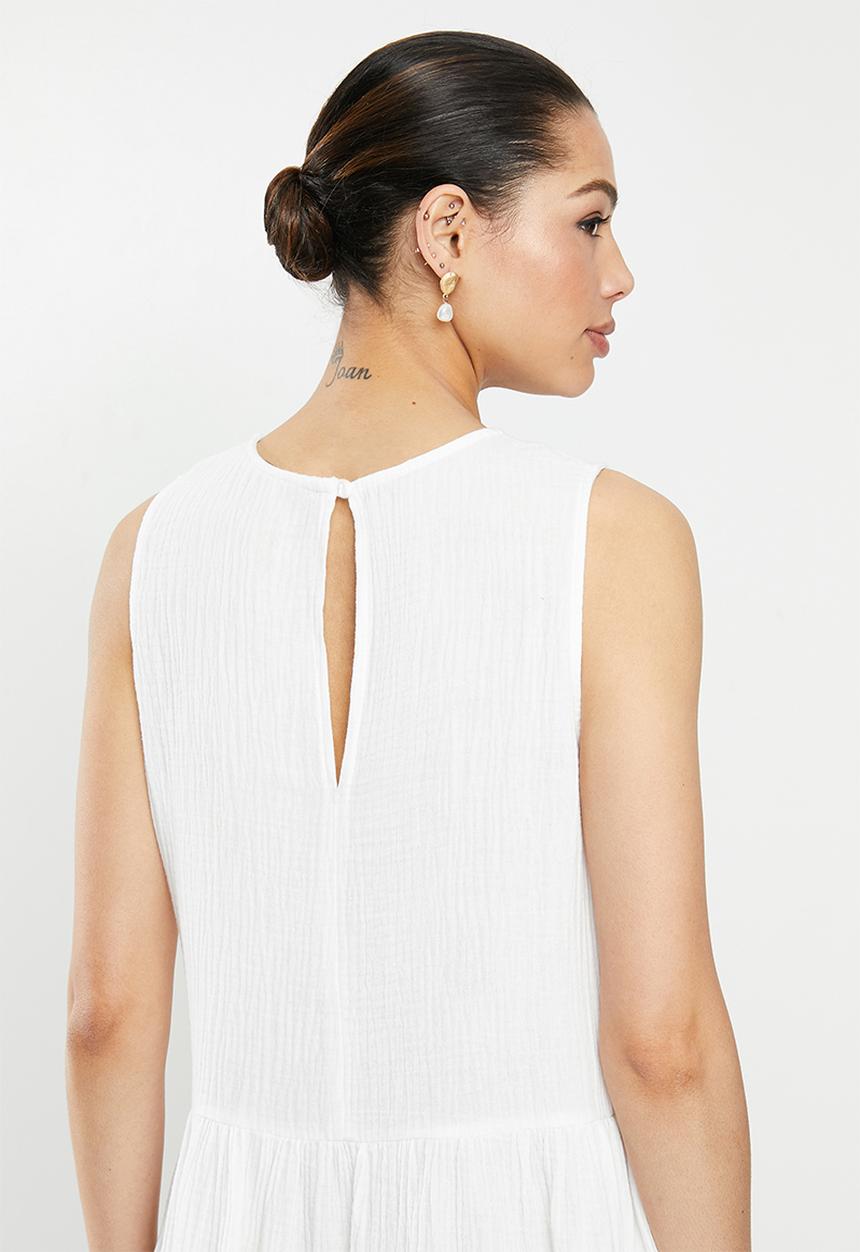MILLA - Sleeveless cotton dress - white