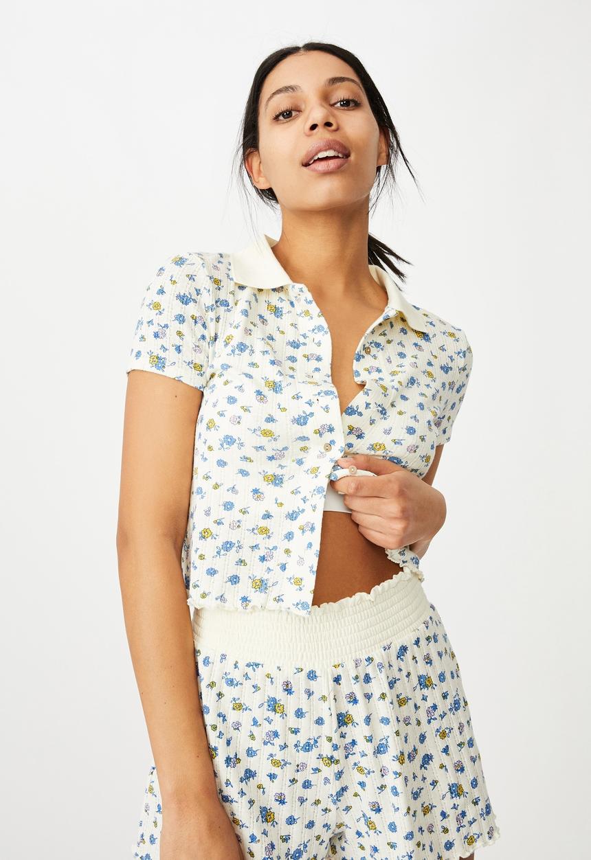 Cotton On - Knit pointelle polo - cream 