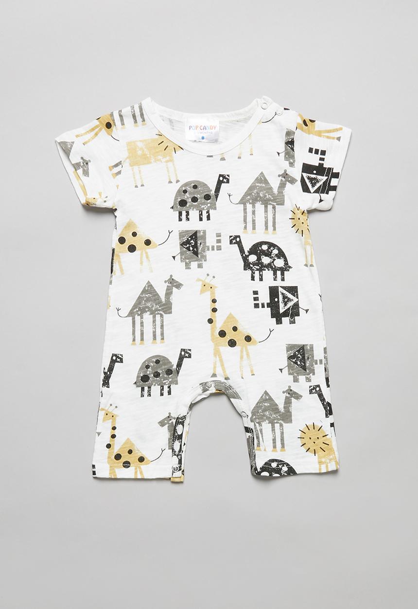 Pop Candy - Boys short sleeve romper - white