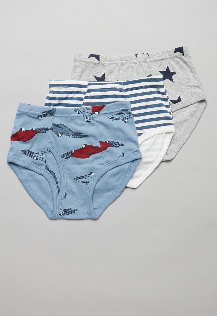 Pop Candy - Boys 3 pack briefs - grey & blue