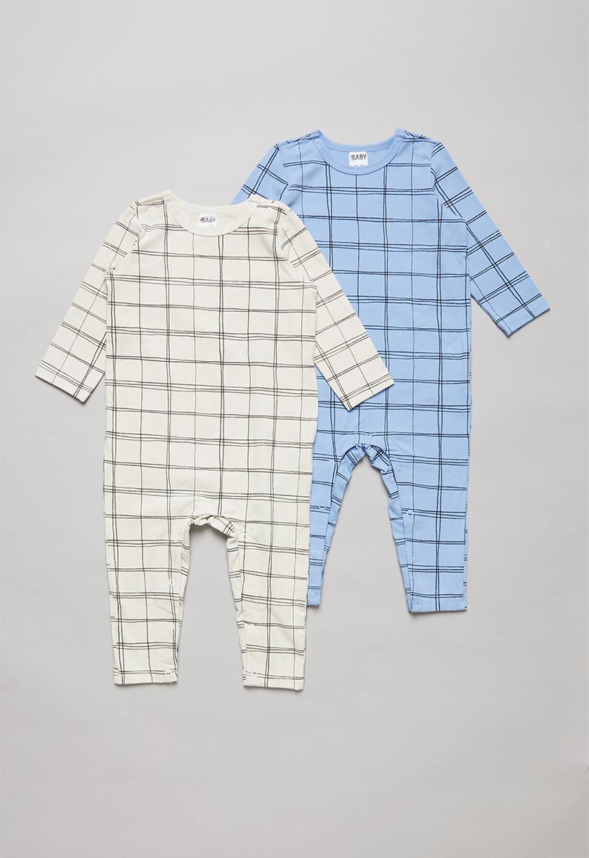 Cotton On - 2 Pack long sleeve snap romper - multi