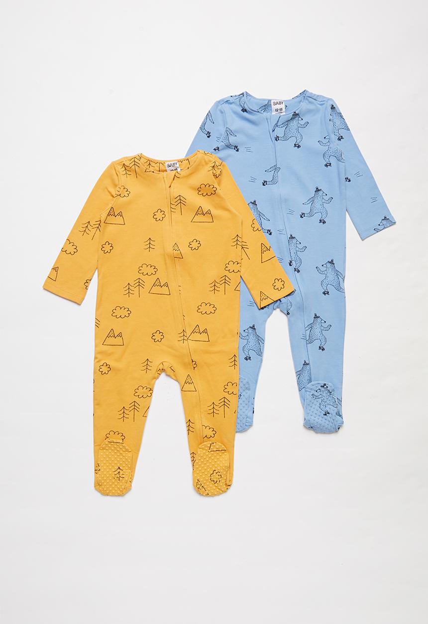 Cotton On - 2 Pack long sleeve zip romper - multi