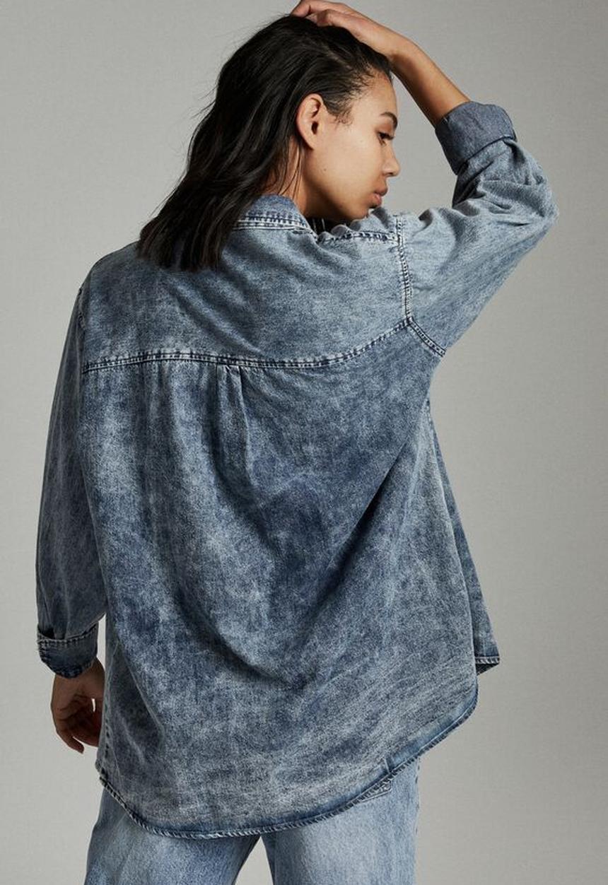 Cotton On - Boyfriend shirt - mottled denim