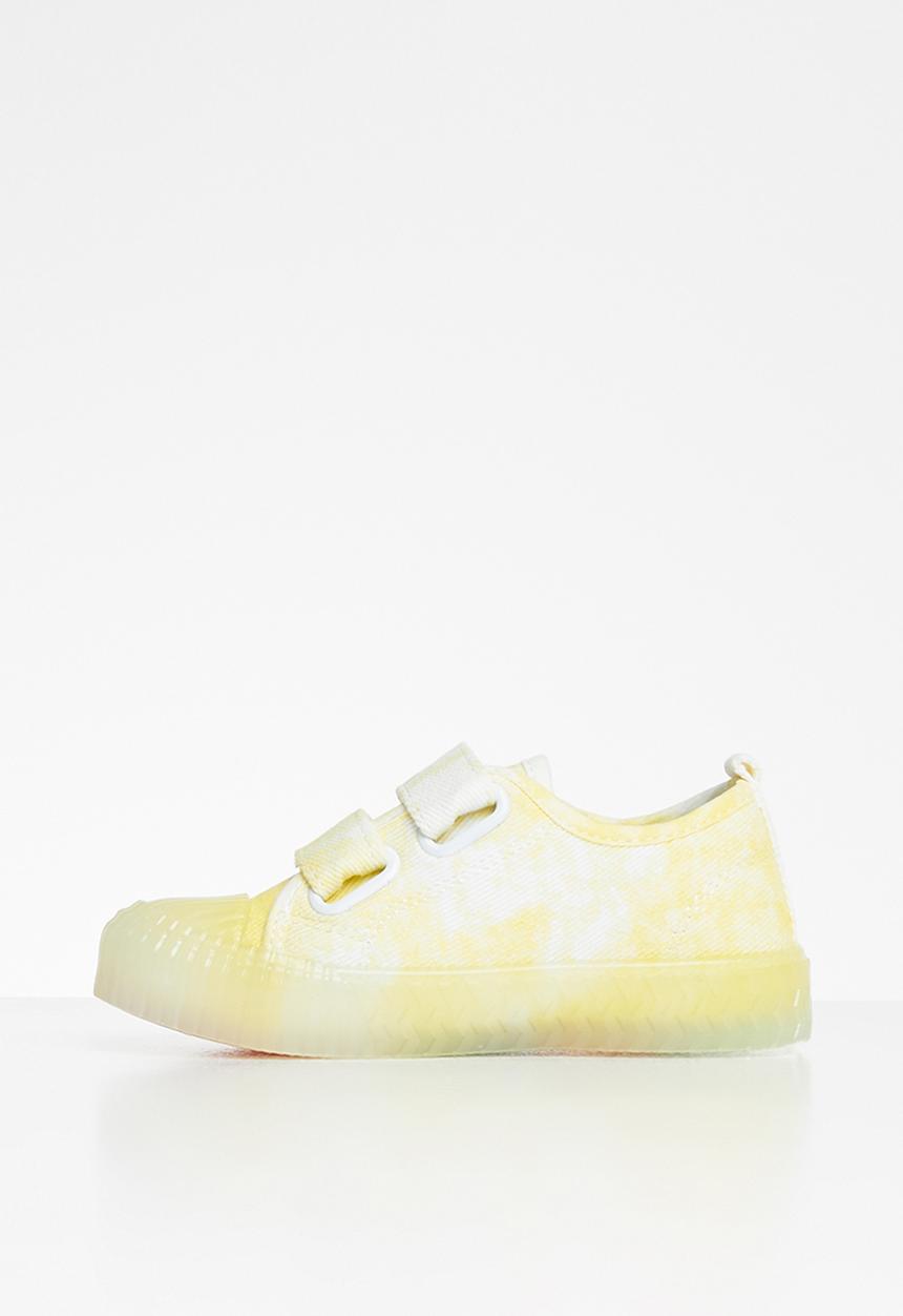 Pop Candy - Girls strap sneaker - yellow & white