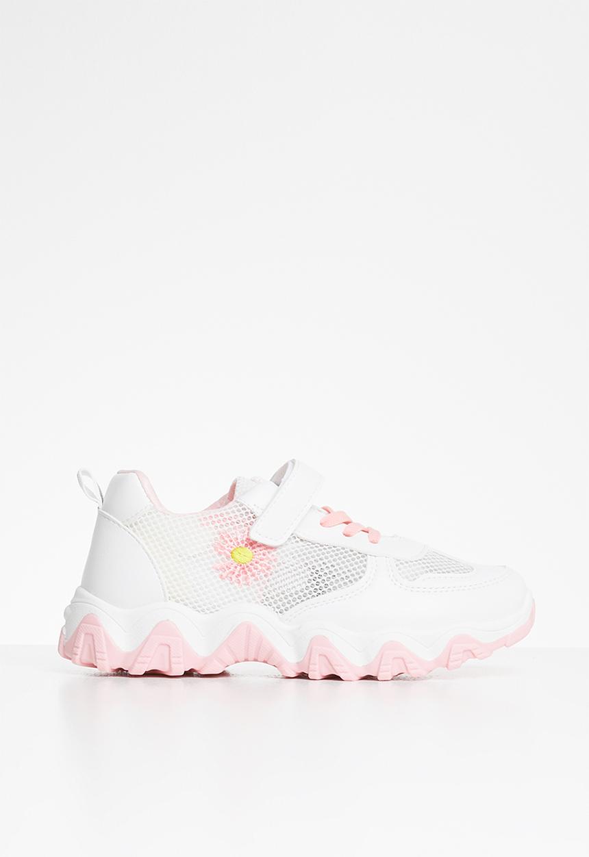 Pop Candy - Girls velcro strap sneaker - white & pink