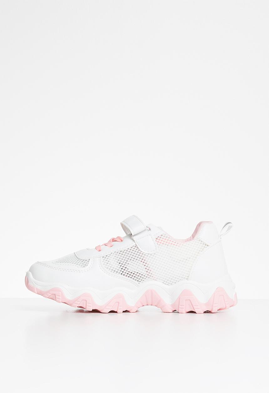 Pop Candy - Girls velcro strap sneaker - white & pink