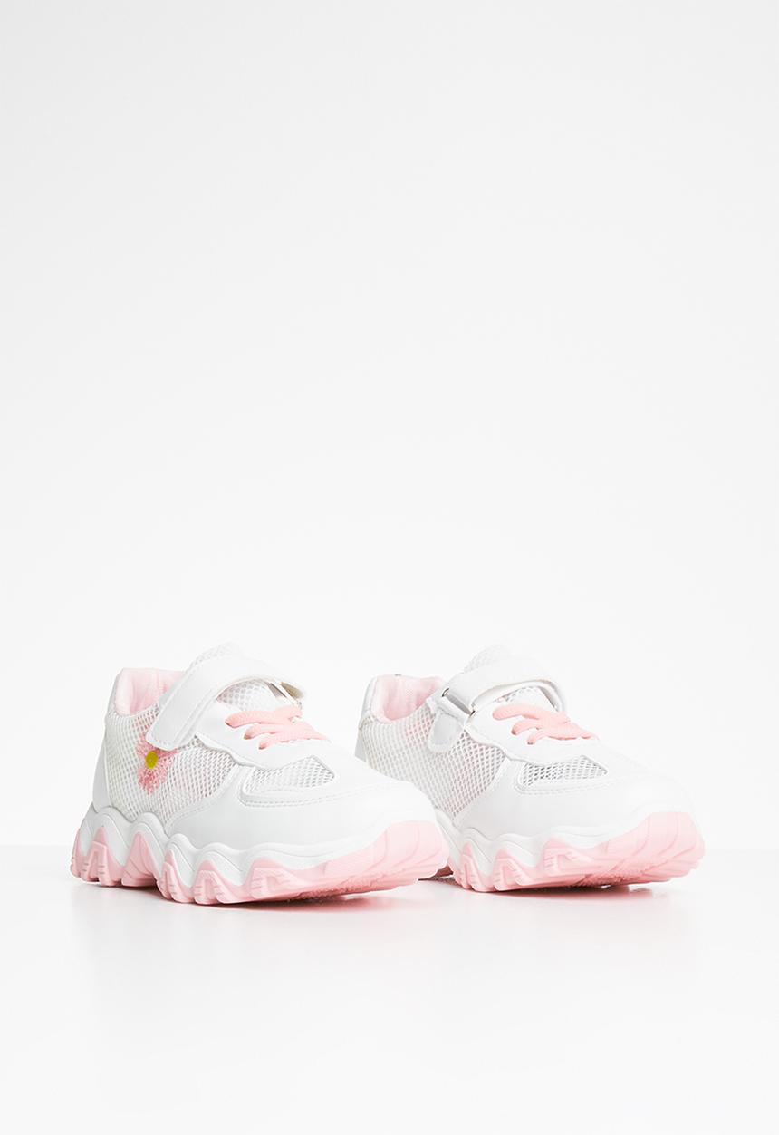 Pop Candy - Girls velcro strap sneaker - white & pink